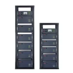 Two sets of rack-mounted lithium-ion batteries with different capacities for use in schools, office buildings, server rooms, backup power supplies, etc.