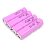 Four pink ICR18650 cylindrical cells