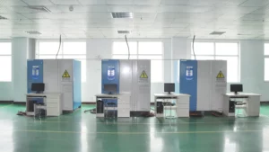 Three battery testing cabinets