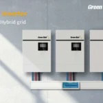 GreenBatt hybrid solar inverter with off-grid/on-grid/hybrid mode selector switch and LED status indicators